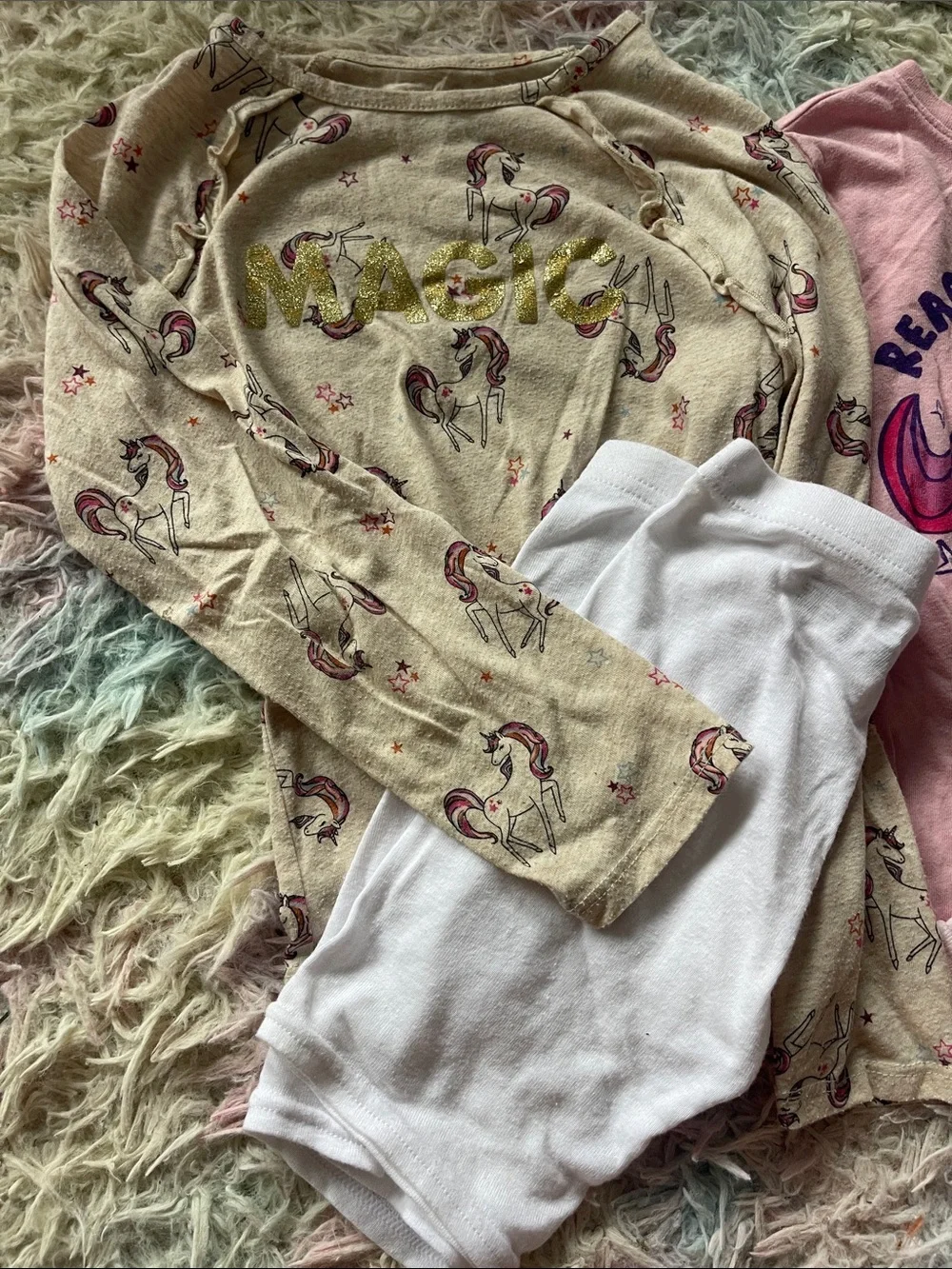 Garanimals Girls Unicorn Pajama Tops - Pink & Cream